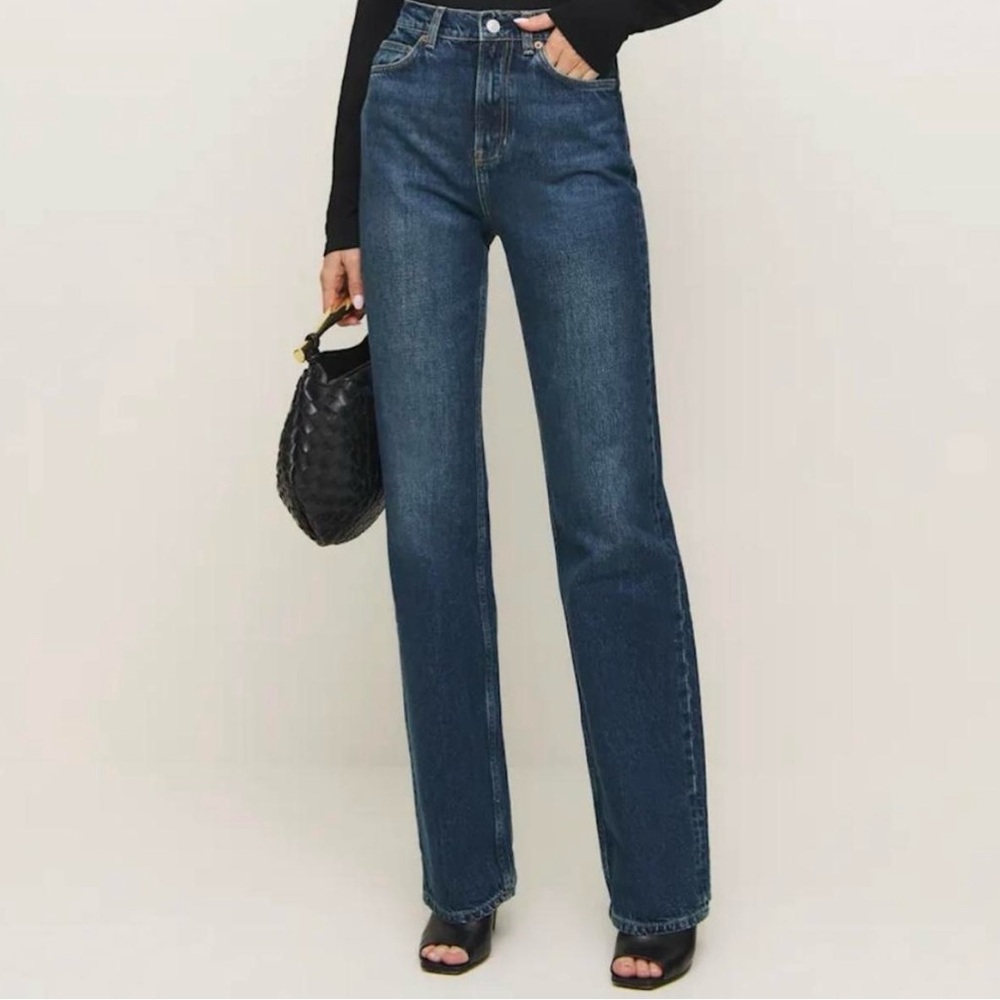 Reformation Dark Blue Straight Leg Jeans